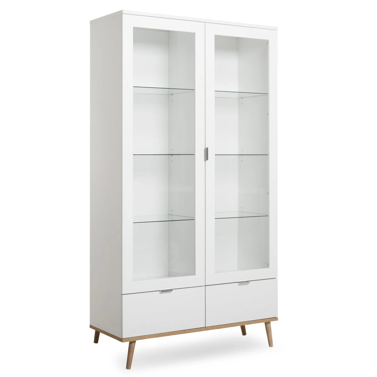 Standvitrine GÖTEBORG - weiß-Sonoma Eiche - 100 cm breit 1 Standvitrine GÖTEBORG - weiß-Sonoma Eiche - 100 cm breit