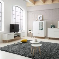 Lowboard GÖTEBORG - weiß-Sonoma Eiche - 160 cm breit -Wohnzimmer Verkäufe 1332000900 09 1600Wx1600H