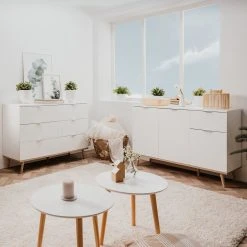 Sideboard GÖTEBORG - weiß-Sonoma Eiche - 120 cm breit -Wohnzimmer Verkäufe 1332001100 09 1600Wx1600H