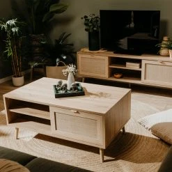 Couchtisch BALI - Sonoma Eiche - Rafia Geflecht - 100 cm breit 21 Couchtisch BALI - Sonoma Eiche - Rafia Geflecht - 100 cm breit -Wohnzimmer Verkäufe 1332001500 11 1600Wx1600H