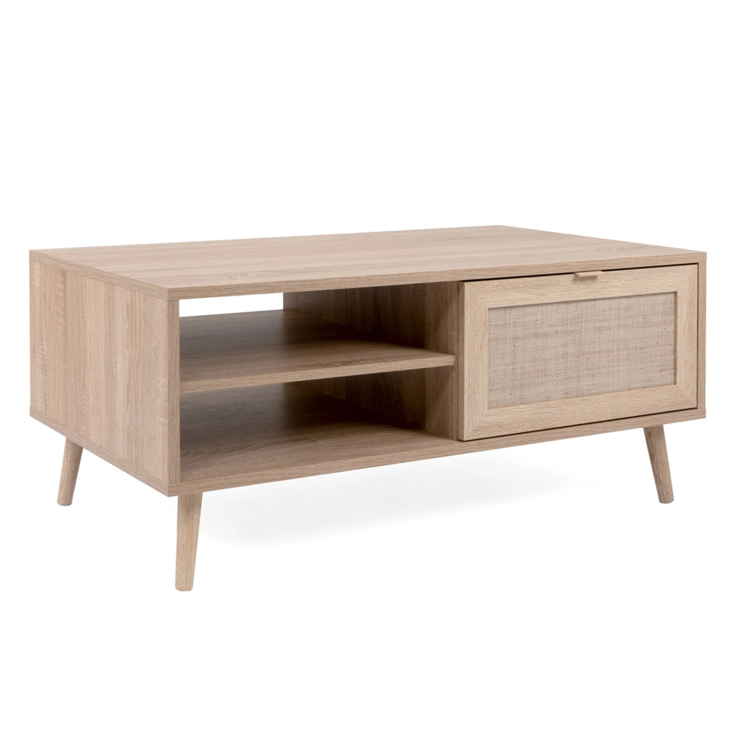 Couchtisch BALI - Sonoma Eiche - Rafia Geflecht - 100 cm breit 1 Couchtisch BALI - Sonoma Eiche - Rafia Geflecht - 100 cm breit