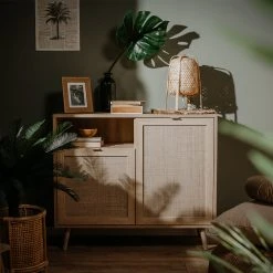 Kommode BALI - Sonoma Eiche-Rafia geflecht - 101 cm breit -Wohnzimmer Verkäufe 1332002500 08 1600Wx1600H