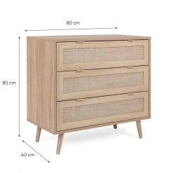 Kommode BALI - Sonoma Eiche-Rafia geflecht - 80 cm breit -Wohnzimmer Verkäufe 1332002600 05 1600Wx1600H