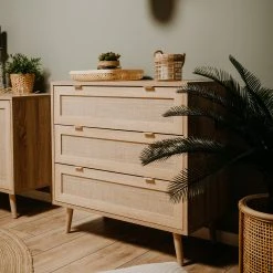 Kommode BALI - Sonoma Eiche-Rafia geflecht - 80 cm breit -Wohnzimmer Verkäufe 1332002600 06 1600Wx1600H