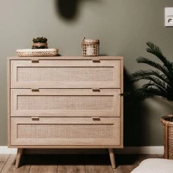 Kommode BALI - Sonoma Eiche-Rafia geflecht - 80 cm breit -Wohnzimmer Verkäufe 1332002600 07 1600Wx1600H