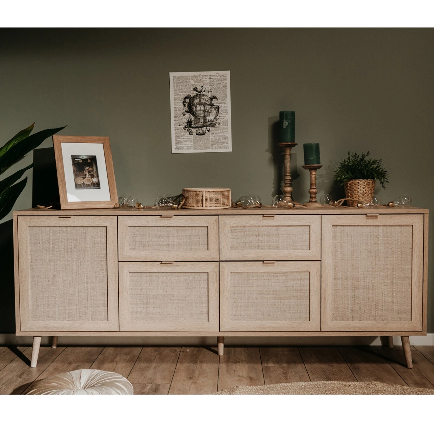 Sideboard BALI - Sonoma Eiche-Rafia geflecht - 180 cm breit 11 Sideboard BALI - Sonoma Eiche-Rafia geflecht - 180 cm breit – Bild 11