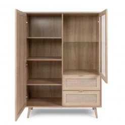 Highboardvitrine BALI - Sonoma Eiche-Rafia geflecht - 101 cm breit -Wohnzimmer Verkäufe 1332003100 04 1600Wx1600H