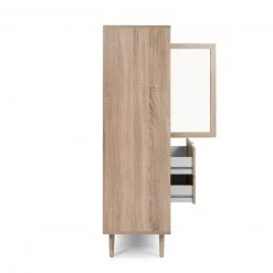 Highboardvitrine BALI - Sonoma Eiche-Rafia geflecht - 101 cm breit -Wohnzimmer Verkäufe 1332003100 06 1600Wx1600H