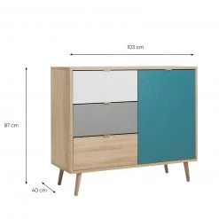 Kommode CUBA - Sonoma Eiche - tricolor- 103 cm breit -Wohnzimmer Verkäufe 1332003300 04 1600Wx1600H