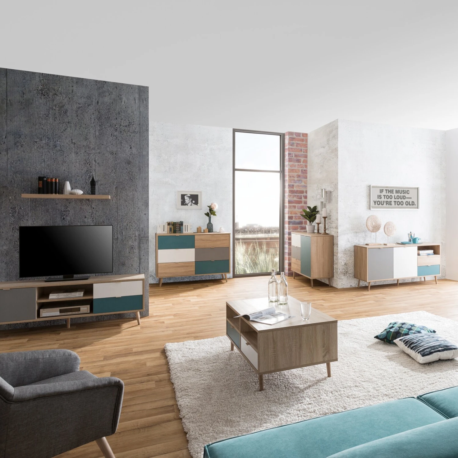 Lowboard CUBA - Sonoma Eiche - tricolor - 150 cm breit 8 Lowboard CUBA - Sonoma Eiche - tricolor - 150 cm breit – Bild 8