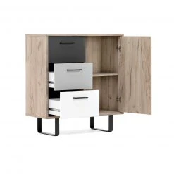 Kommode ORLANDO - Grey Craft Oak-Farbmix - 3 Schubkästen - 80 cm -Wohnzimmer Verkäufe 1332004200 03 1600Wx1600H