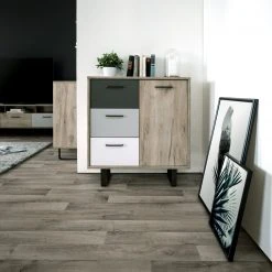 Kommode ORLANDO - Grey Craft Oak-Farbmix - 3 Schubkästen - 80 cm -Wohnzimmer Verkäufe 1332004200 05 1600Wx1600H