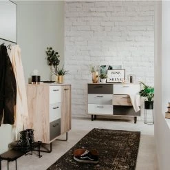 Kommode ORLANDO - Grey Craft Oak-Farbmix - 3 Schubkästen - 80 cm -Wohnzimmer Verkäufe 1332004200 06 1600Wx1600H