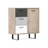 Kommode ORLANDO - Grey Craft Oak-Farbmix - 3 Schubkästen - 80 cm