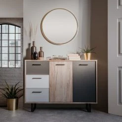 Kommode ORLANDO - Grey Craft Oak-Farbmix - 2 Türen - 120 cm -Wohnzimmer Verkäufe 1332004400 05 1600Wx1600H