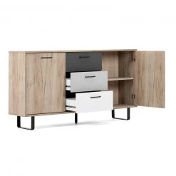 Kommode ORLANDO - Grey Craft Oak-Farbmix - 3 Schubkästen - 160 cm 10 Kommode ORLANDO - Grey Craft Oak-Farbmix - 3 Schubkästen - 160 cm -Wohnzimmer Verkäufe 1332004500 04 1600Wx1600H