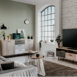 Kommode ORLANDO - Grey Craft Oak-Farbmix - 3 Schubkästen - 160 cm 13 Kommode ORLANDO - Grey Craft Oak-Farbmix - 3 Schubkästen - 160 cm -Wohnzimmer Verkäufe 1332004500 07 1600Wx1600H