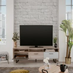 Lowboard ORLANDO - Grey Craft Oak-Farbmix - 3 offene Fächer - 160 cm -Wohnzimmer Verkäufe 1332004600 06 1600Wx1600H