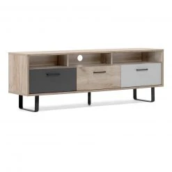 Lowboard ORLANDO - Grey Craft Oak-Farbmix - 3 offene Fächer - 160 cm