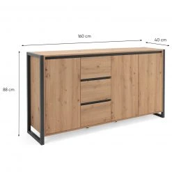 Kommode DENVER - Artisan Eiche-anthrazit - 160 cm -Wohnzimmer Verkäufe 1332006100 07 1600Wx1600H