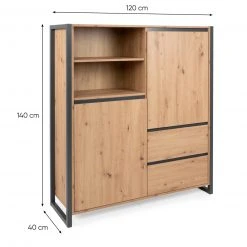 Highboard DENVER - Artisan Eiche-anthrazit - 139 cm -Wohnzimmer Verkäufe 1332006500 12 1600Wx1600H