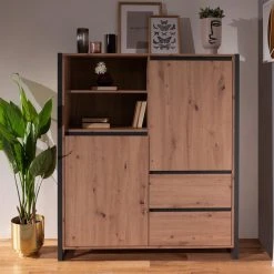 Highboard DENVER - Artisan Eiche-anthrazit - 139 cm -Wohnzimmer Verkäufe 1332006500 13 1600Wx1600H