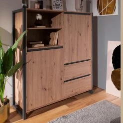 Highboard DENVER - Artisan Eiche-anthrazit - 139 cm -Wohnzimmer Verkäufe 1332006500 14 1600Wx1600H