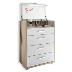 Schminkkommode - Sonoma Eiche-weiß - Beleuchtung - 65 cm breit