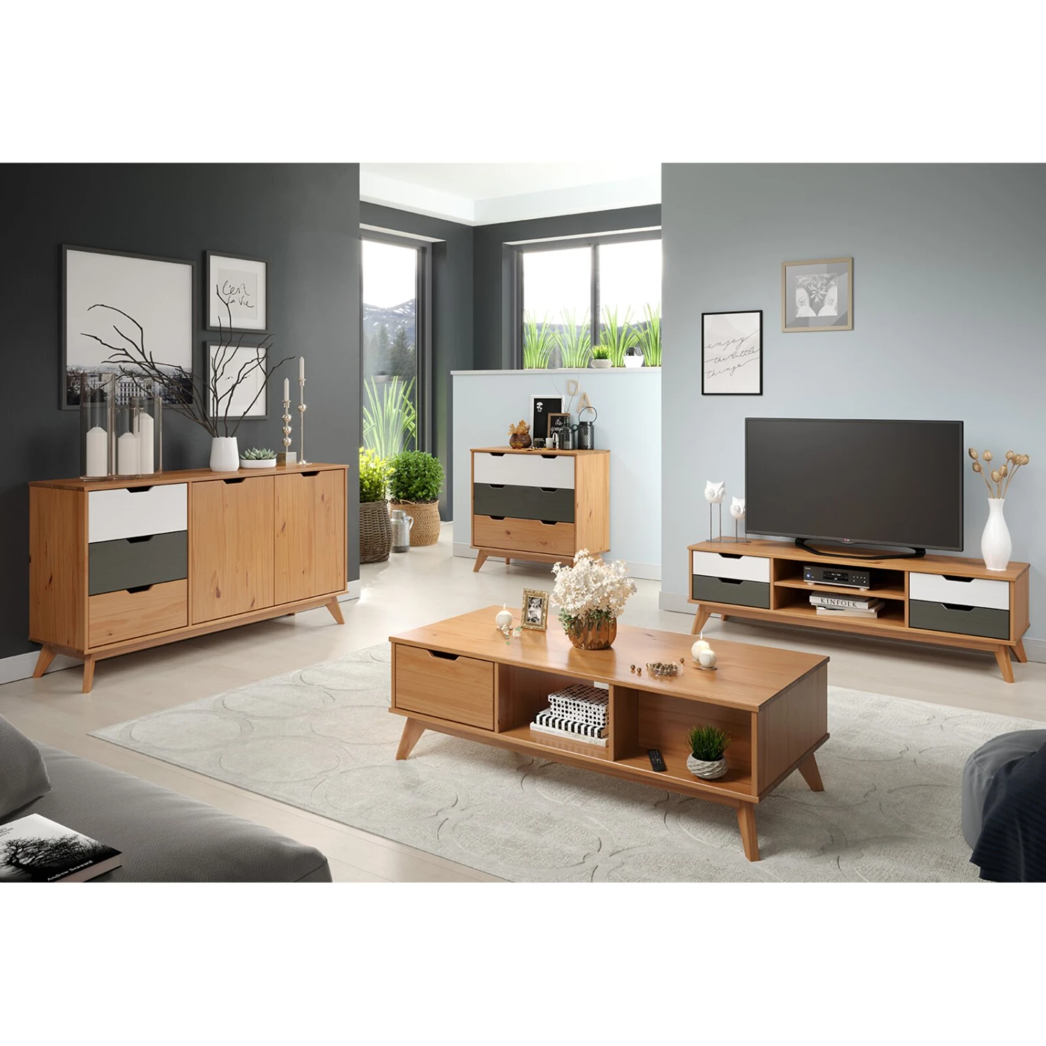 Couchtisch - honigfarben - Kiefer massiv - 120 cm breit 4 Couchtisch - honigfarben - Kiefer massiv - 120 cm breit – Bild 4