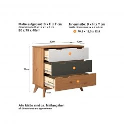 Kommode - honigfarben - Kiefer massiv - 80 cm breit -Wohnzimmer Verkäufe 1335000300 05 1600Wx1600H