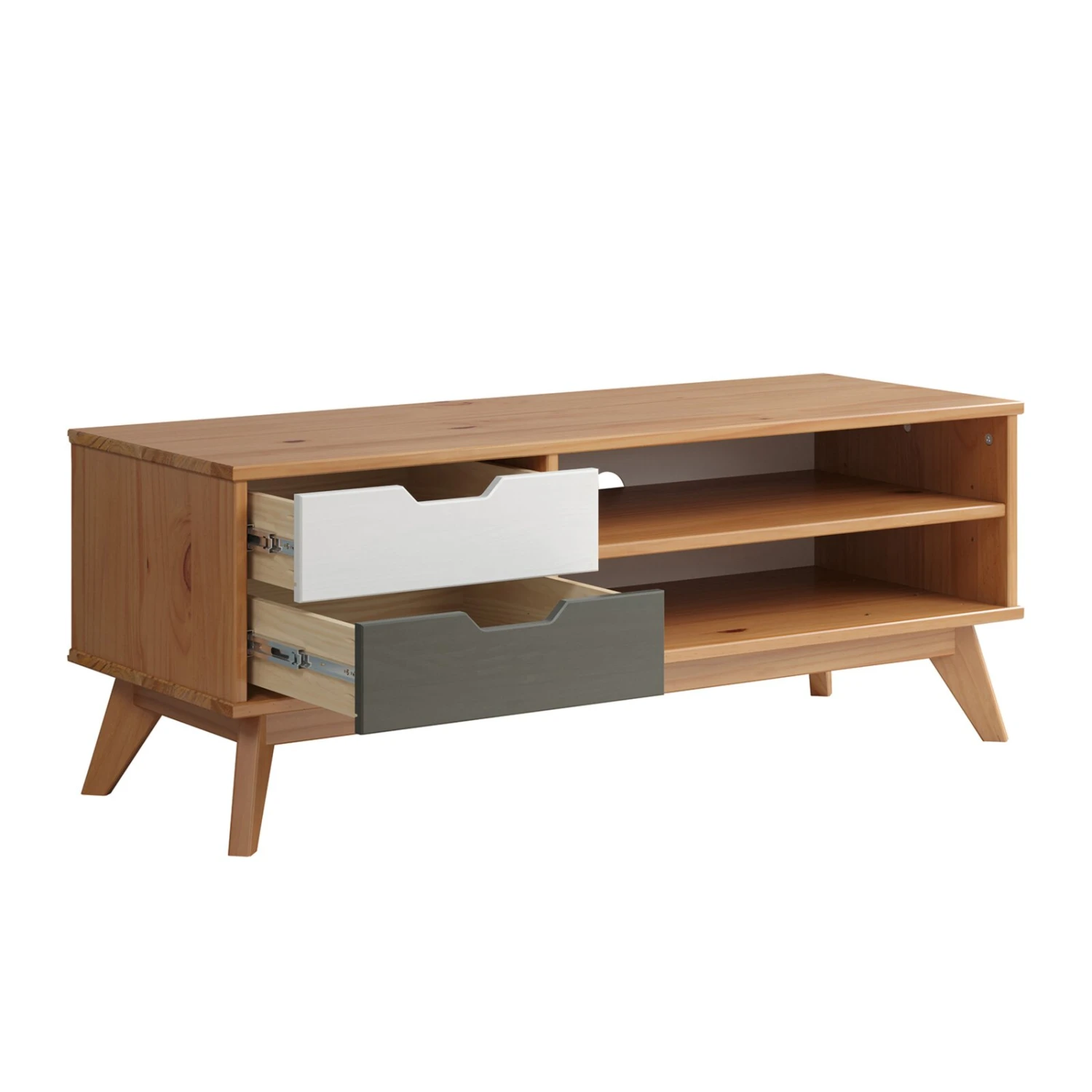 Lowboard - honigfarben - Kiefer massiv - 110 cm breit 2 Lowboard - honigfarben - Kiefer massiv - 110 cm breit – Bild 2