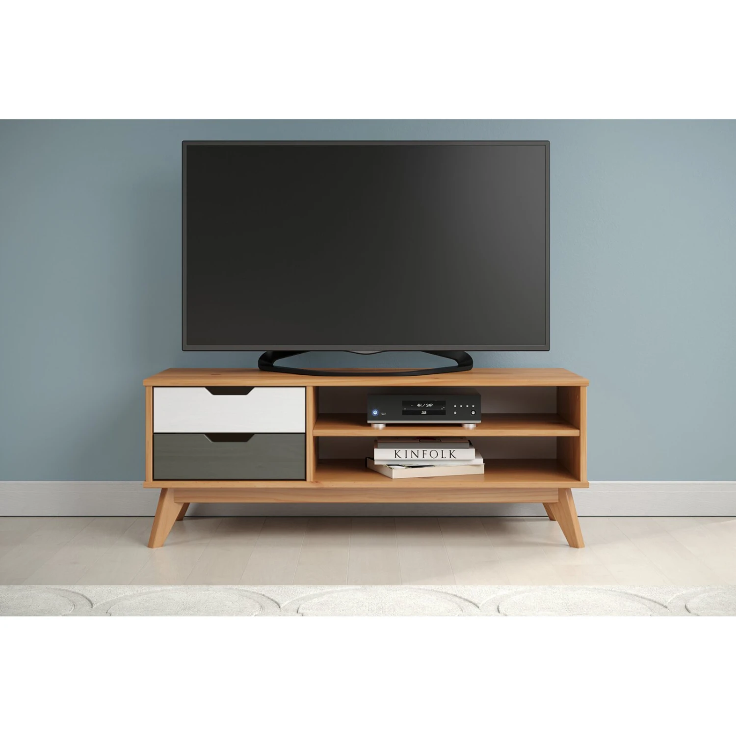 Lowboard - honigfarben - Kiefer massiv - 110 cm breit 3 Lowboard - honigfarben - Kiefer massiv - 110 cm breit – Bild 3