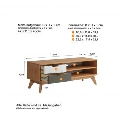 Lowboard - honigfarben - Kiefer massiv - 110 cm breit 7 Lowboard - honigfarben - Kiefer massiv - 110 cm breit -Wohnzimmer Verkäufe 1335000500 04 1600Wx1600H