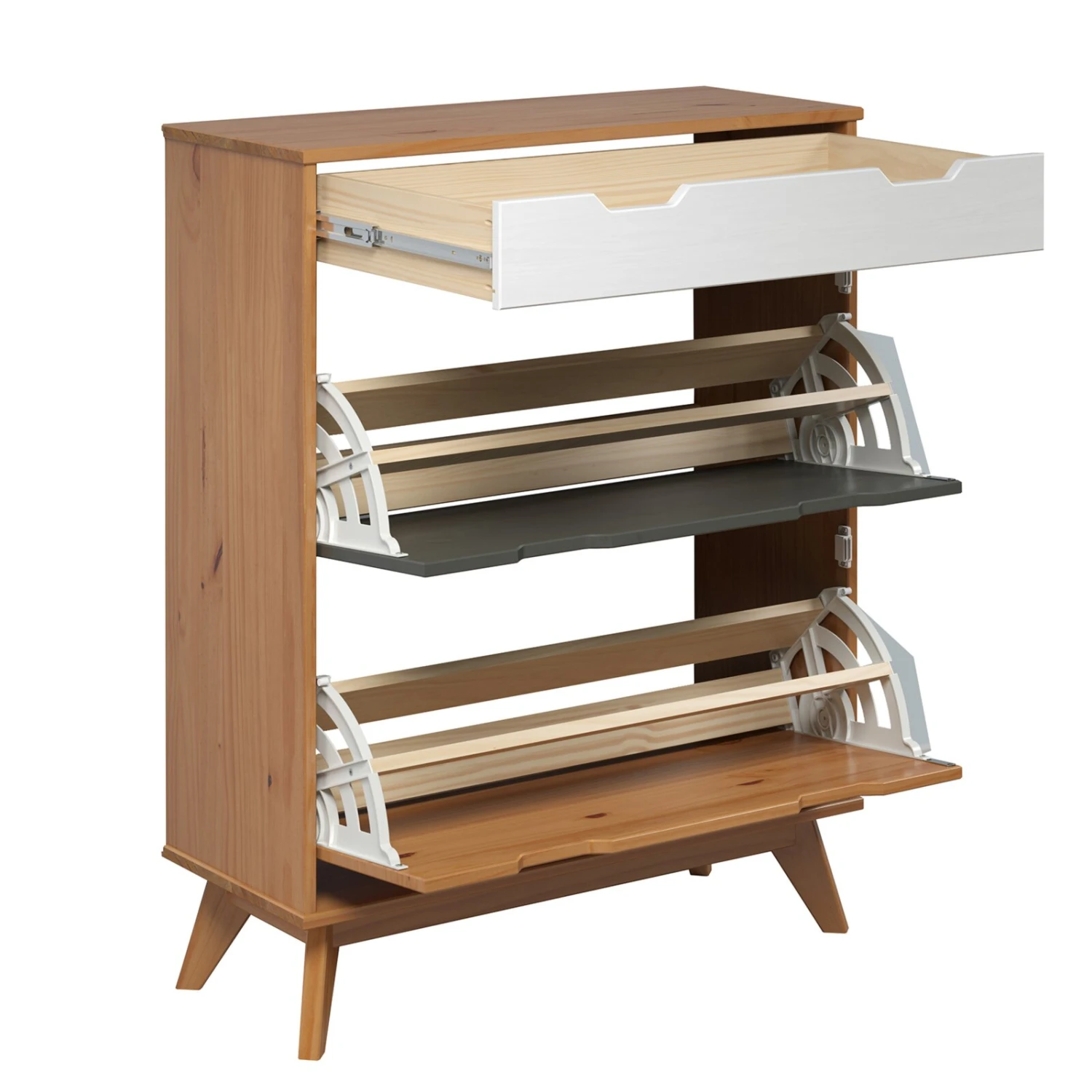 Schuhkipper - honigfarben - Kiefer massiv - 80 cm breit 3 Schuhkipper - honigfarben - Kiefer massiv - 80 cm breit – Bild 3