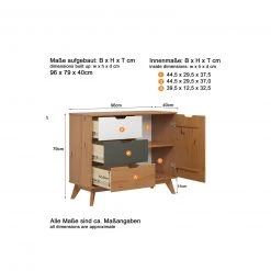 Kommode - honigfarben - Kiefer massiv - 96 cm breit -Wohnzimmer Verkäufe 1335000800 06 1600Wx1600H
