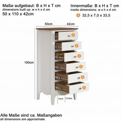 Kommode LISSABON - weiß-braun - teilmassiv - 110 cm -Wohnzimmer Verkäufe 1335001100 04 1600Wx1600H