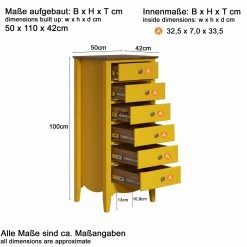 Kommode LISSABON - gelb-braun - teilmassiv - 110 cm -Wohnzimmer Verkäufe 1335001102 04 1600Wx1600H