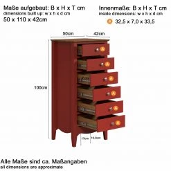 Kommode LISSABON - rot-braun - teilmassiv - 110 cm -Wohnzimmer Verkäufe 1335001103 04 1600Wx1600H