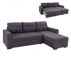 Ecksofa - dunkelgrau - Liegefunktion und Staukasten