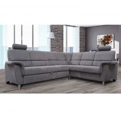 Ecksofa - grau - mit Kopfstützen - mit Funktionen - Ottomane rechts -Wohnzimmer Verkäufe 1337000701 07 1600Wx1600H