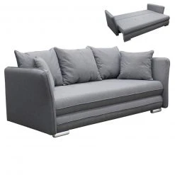 Schlafsofa - grau - Geflecht - mit Staukasten