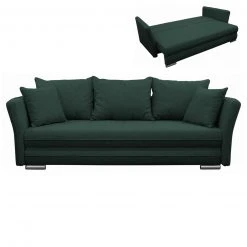 Schlafsofa - grün - Geflecht - mit Staukasten