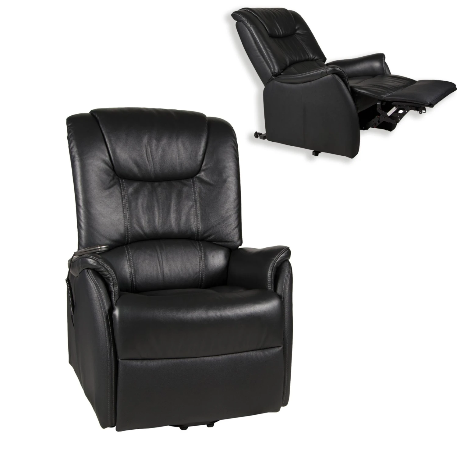 TV-Sessel - XXL - schwarz - Leder - mit Funktionen 1 TV-Sessel - XXL - schwarz - Leder - mit Funktionen