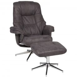 Relaxsessel - anthrazit - Microfaser - mit Hocker