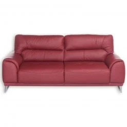 3-Sitzer Sofa - rot - Kunstleder