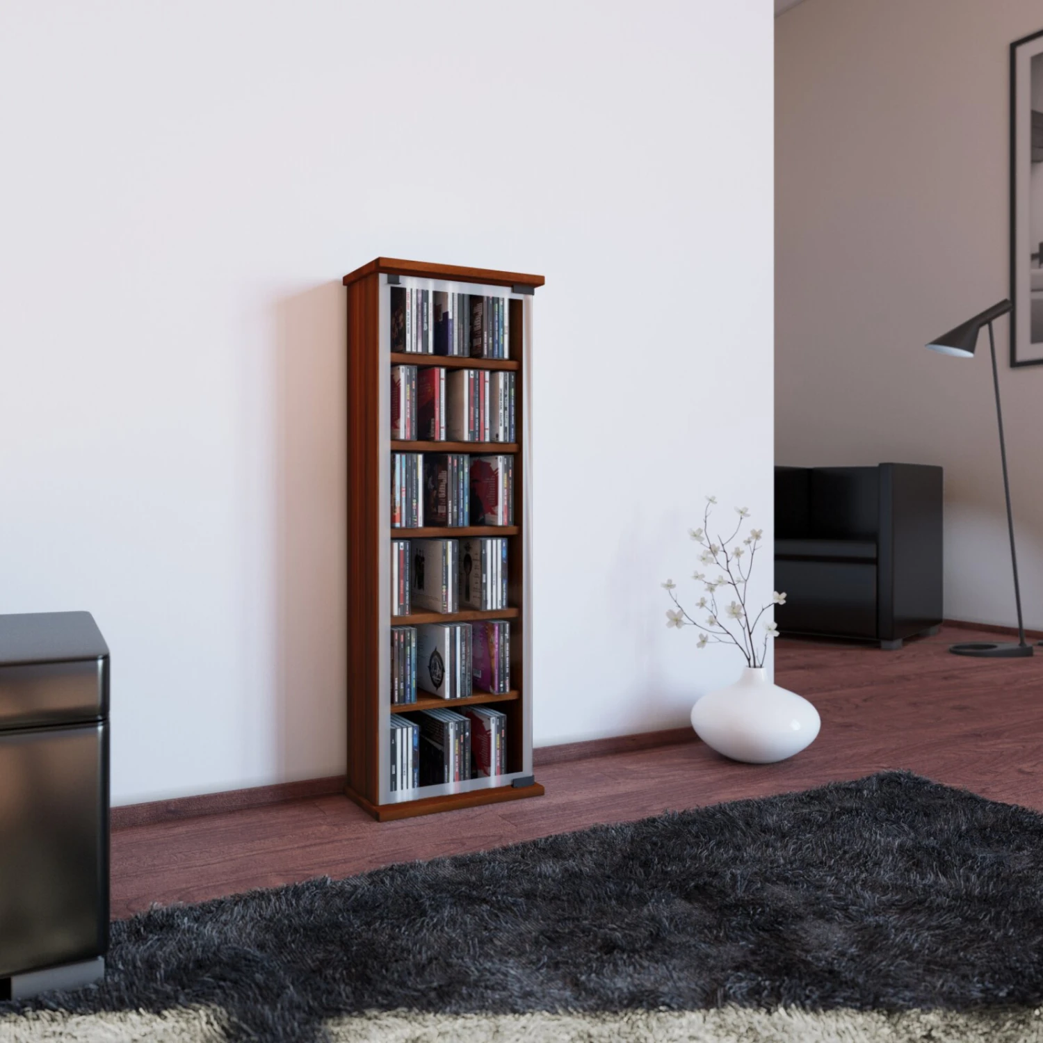 Vitrine - Kern-Nussbaum - 31 cm breit - für 150 CDs 2 Vitrine - Kern-Nussbaum - 31 cm breit - für 150 CDs – Bild 2