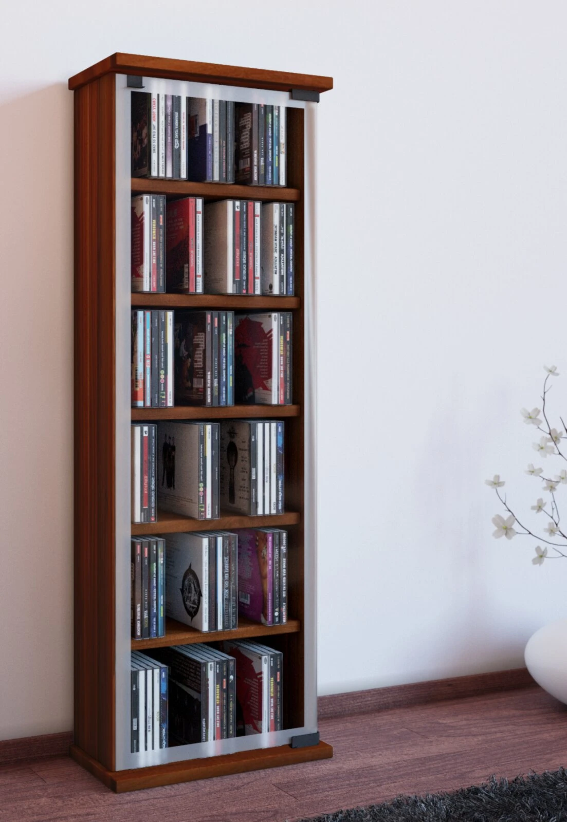 Vitrine - Kern-Nussbaum - 31 cm breit - für 150 CDs 3 Vitrine - Kern-Nussbaum - 31 cm breit - für 150 CDs – Bild 3