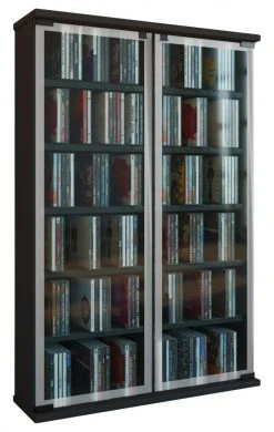 Vitrine - schwarz - 60 cm breit - für 300 CDs