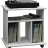 Schallplatten-Regal - weiß - 60 cm breit - auf Rollen