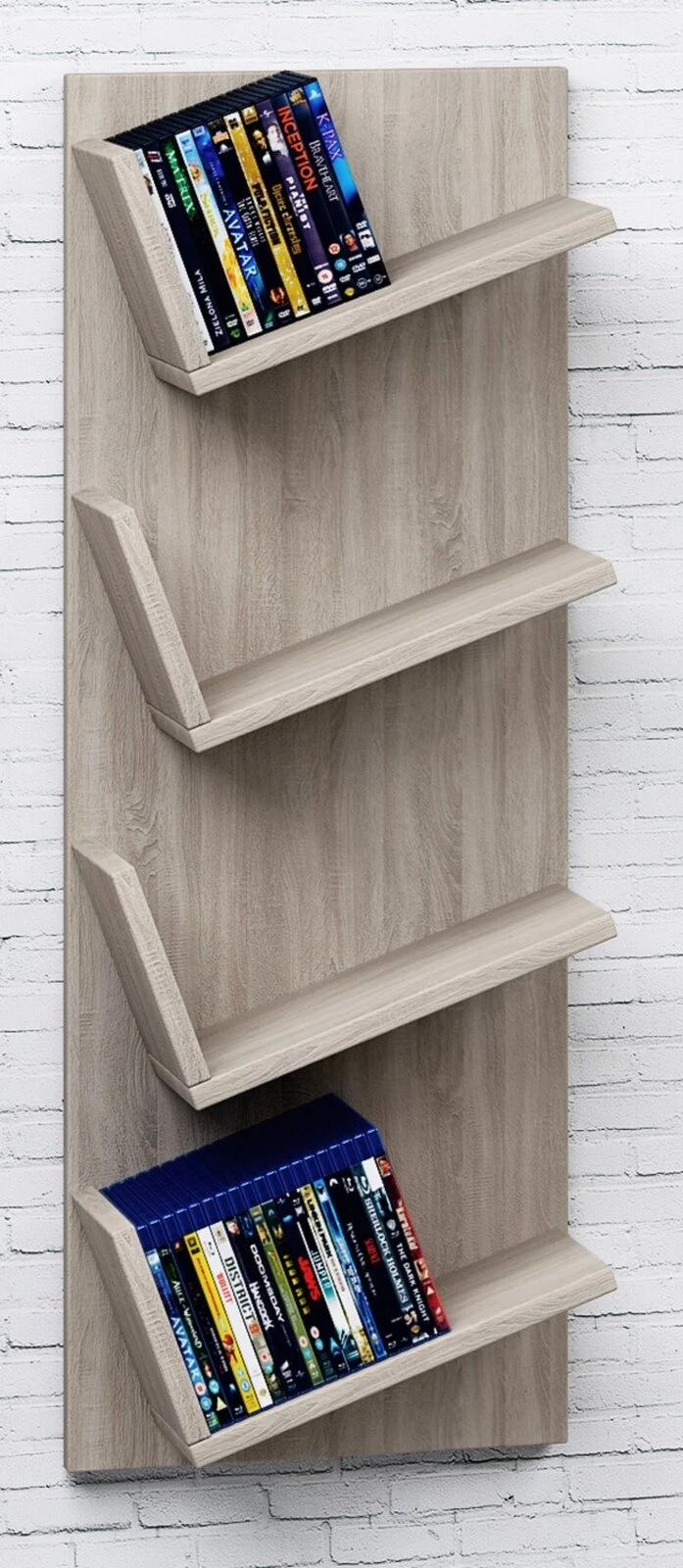 CD-Wandregal - Sonoma Eiche - 33 cm breit - 4 Ablagen 1 CD-Wandregal - Sonoma Eiche - 33 cm breit - 4 Ablagen